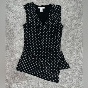 White House Black Market faux wrap black top